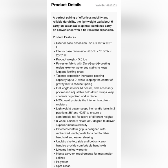 Travelpro WalkAbout 6 Carry-on Suitcase - Picture 15 of 15